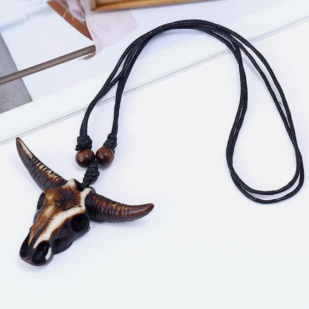 BULL STEER Western Style Pendant with Adjustable Faux Leather Strap NEW! 1168x2